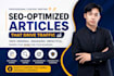 write blog post, SEO optimized and website content articles