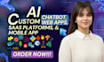 develop ai apps, ai saas, ai website and ai bots