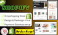 design shopify website redesign dropshipping store revamp
