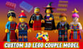 create custom 3d lego model design, minifigure, minecraft, animation lego set