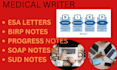 write esa letters,birp notes, progress notes, soap notes, sud notes