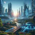 create sci fi or cyberpunk landscape artwork