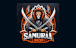 do amazing samurai lion mascot logo with unlimited revisions
