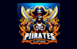 create modern pirates mascot logo with express delivery