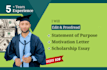 modify personal statement, motivation letter, and sop