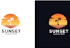 design a luxury sea beach and sunset logo