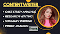 help in case study analysis, research and summary writing