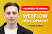 build a fast webflow website based on a premium template, cms structure, mobile