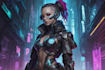design cyberpunk and fantasy character splash art