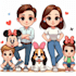 do a disney cartoon style couple, family,pet vector