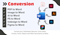 convert pdf to word, figma to word, indesign to word