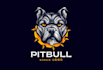 draw dog training, bulldog or pitbull logo