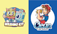 make cartoon clean laundry logo
