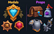create high quality 2d game assets, props, icons, objects, and UI