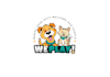 create fun eye heart animal logo