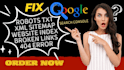 do google search console robots txt, xml sitemap, website index