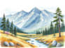 draw a watercolor landscape illustration