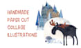 create handmade paper cut collage illustrations