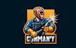 custom welder man mascot logo powerful  professional design
