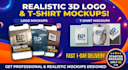 create realistic 3d logo and t shirt mockup presentations