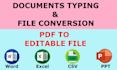 retype, recreate, convert pdf to word, typing services, typing job