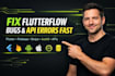 fix flutter bugs, firebase, stripe API, auth0, firestore, postgresql, okta