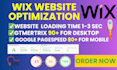 optimize wix page speed, improve and increase wix website performance speed up