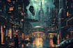 create a futuristic, cyberpunk, sci fi metropolis city