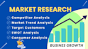 do comprehensive market research, swot and competitor analysis for your business