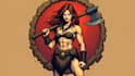 make unique female barbarian logo with free source file