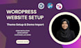 install theme, import demo content and customize