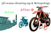 do 3d scan cleaning up and retopology into perfect 3d models