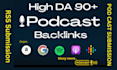 build high quality podcast backlinks from amazon spotify apple google podcast