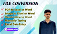 any file conversion, pdf to word or excel, image to word