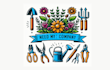 design gardening tools logo bonus free editible file