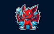 design ice bat red mascot logo with free source files