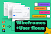 create user flows and wireframes that improve UX clarity