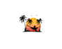 design palm tree beach wave logo design