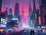 create cyberpunk futuristic city illustration
