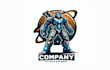design  mecha robot  mascot  logo with express delivery