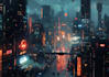 draw cyberpunk futuristic city illustration