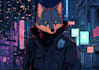do a cyberpunk futuristic city art