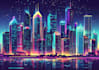 make a cyberpunk futuristic city art