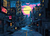 make a cyberpunk futuristic city art