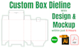 create custom box packaging dieline cut lines and design