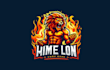 design flame lion mascot logo with express delivery