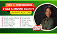 be script editor, script proofreader, format movie script, screenplay writer