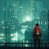 make cyberpunk city and 2d digital cyberpunk logo