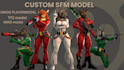 make fully rigged custom vrchat furry avatar, gmod playermodel, sfm model, tf2