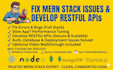 fix, debug, troubleshoot mern stack apps,  develop restful apis